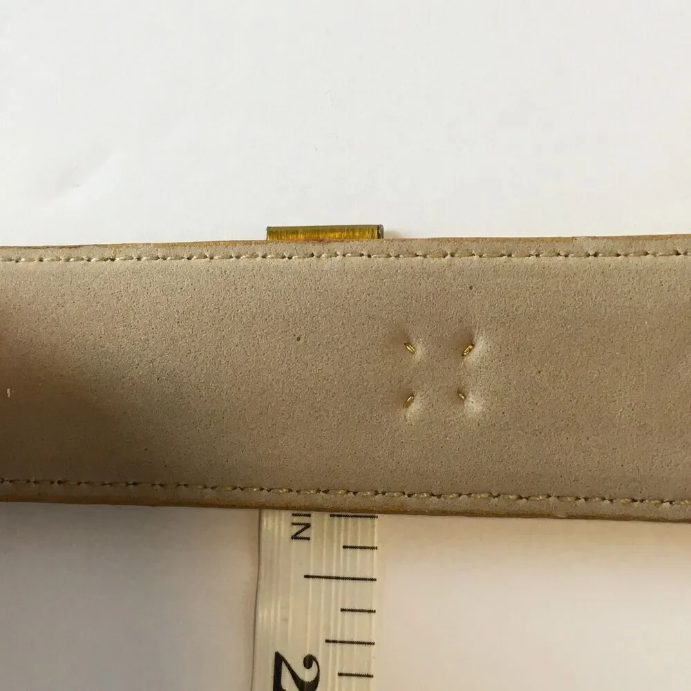 Vintage Genuine Leather Womens Belt Gold Tone & Buckle Studs marked Size S